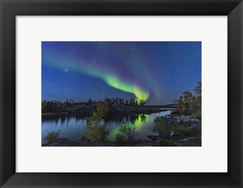 Framed Aurora in Twilight at Tibbitt Lake, Yellowknife Print
