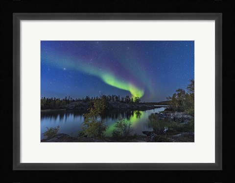 Framed Aurora in Twilight at Tibbitt Lake, Yellowknife Print