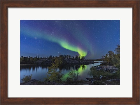 Framed Aurora in Twilight at Tibbitt Lake, Yellowknife Print