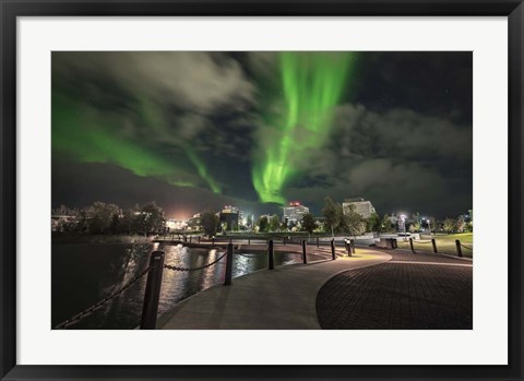 Framed Northern Lights Over Downtown Yellowknife, Northwest Territories Print