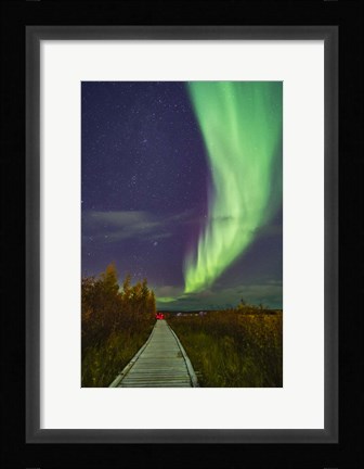Framed Auroral Arc Over the Boardwalk at Rotary Park in Yellowknife Print