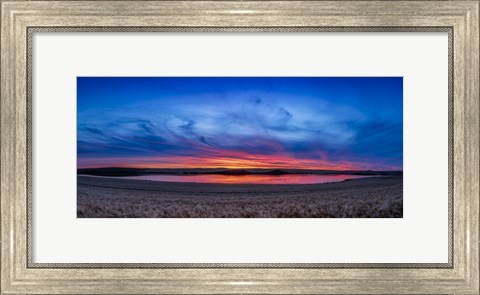 Framed Autumn Sunset Over a Wheat Field in Southern Alberta Print