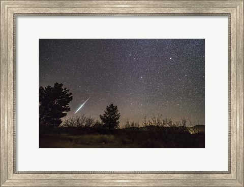 Framed Single Bright Meteor From the Geminid Meteor Shower of December 2017 Print