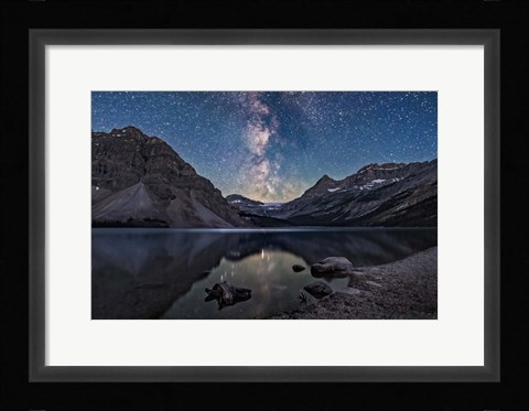 Framed Milky Way Setting Behind Bow Glacier at the End of Bow Lake Print