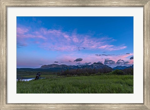 Framed Photographer in the Evening Twilight at Waterton Lakes National Park Print