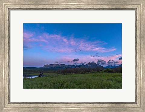 Framed Photographer in the Evening Twilight at Waterton Lakes National Park Print