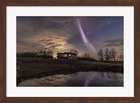 Framed Unusual STEVE Auroral Arc Over a House in Southern Alberta Print