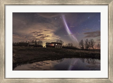Framed Unusual STEVE Auroral Arc Over a House in Southern Alberta Print