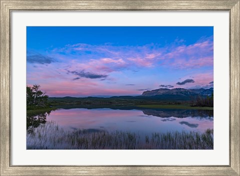 Framed Twilight at Maskinonge Lake in Waterton Lakes National Park Print