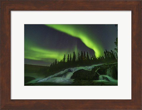 Framed Auroral Curtains Over Ramparts Falls On the Cameron River Print