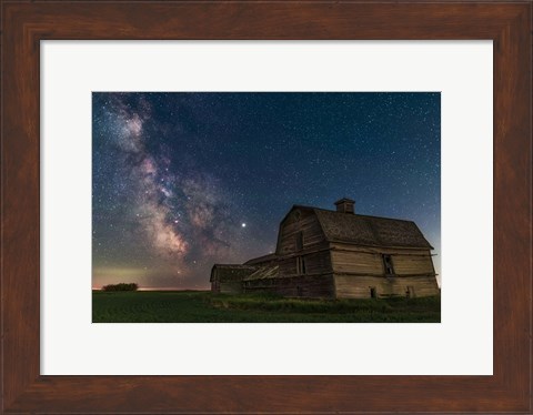 Framed Galactic Centre Area of the Milky Way Behind An Old Barn Print