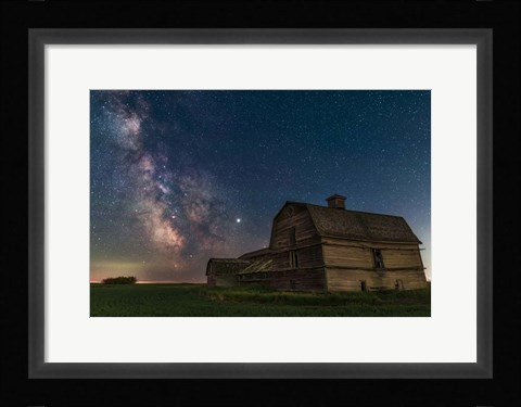 Framed Galactic Centre Area of the Milky Way Behind An Old Barn Print