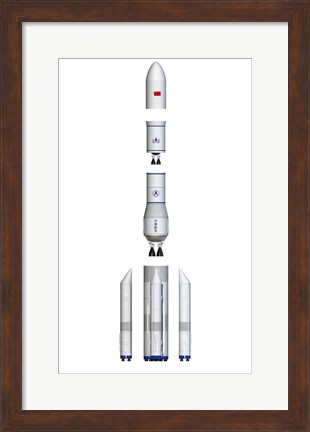 Framed Future Chinese Rocket, Long March 9, Side View - Exploded View Print