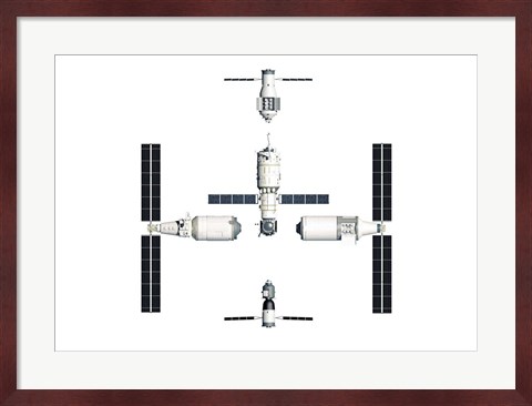 Framed Chinese Space Station Tiangong 2022, Exploded View Print