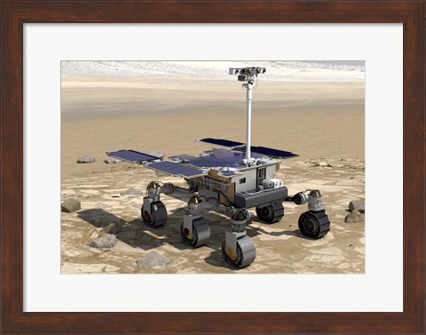 Framed Artist&#39;s Concept of the Rosalind Franklin Exomars Rover On a Mars Landscape Print