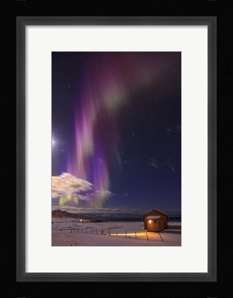 Framed Northern Lights Above Flakstad Beach, Norway Print