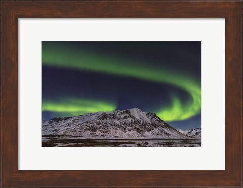 Framed Northern Lights Over Stamsund Fjord, Norway Print