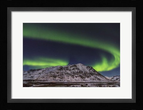 Framed Northern Lights Over Stamsund Fjord, Norway Print
