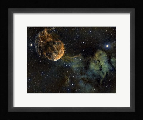 Framed Jellyfish Nebula, a Supernova Remnant in Gemini Print