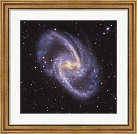 Framed NGC 1365, Double-Barred Spiral Galaxy in the Constellation Fornax Print