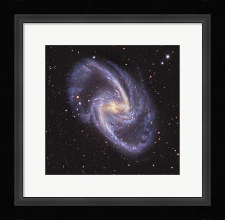 Framed NGC 1365, Double-Barred Spiral Galaxy in the Constellation Fornax Print