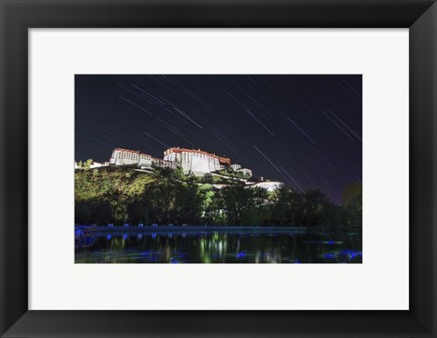 Framed Star Trails Above the Potala Palace, a World Heritage Site in Tibet, China Print