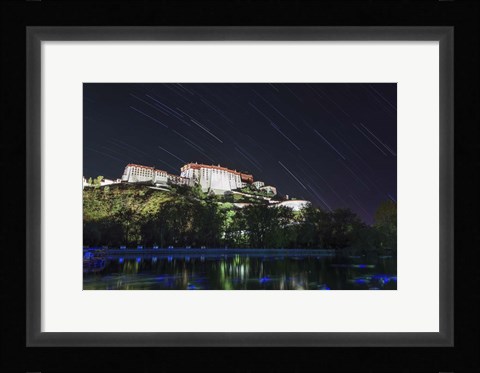 Framed Star Trails Above the Potala Palace, a World Heritage Site in Tibet, China Print