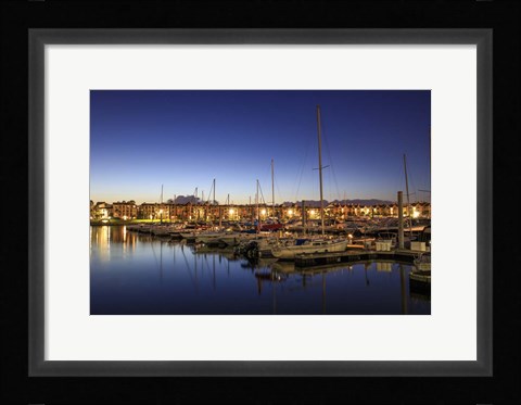 Framed Morning Twilight Paints the Sky Into Blue Above a Lake in Houston, Texas Print