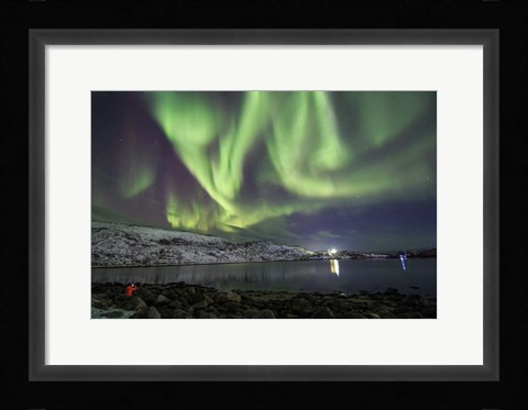 Framed Aurora Borealis Dances Above the Arctic Ocean From Teriberka, Murmansk, Russia Print