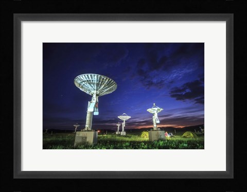 Framed Evening Twilight Paints the Sky Into Blue, Inner Mongolia, China Print