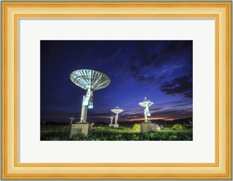 Framed Evening Twilight Paints the Sky Into Blue, Inner Mongolia, China Print