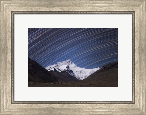 Framed Star Trails Above the Highest Peak and Sheer North Face of the Himalayan Mountains Print