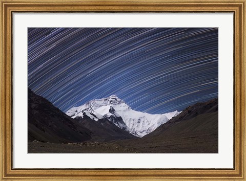 Framed Star Trails Above the Highest Peak and Sheer North Face of the Himalayan Mountains Print