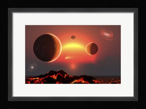 Framed Red Giant Star and Its System of Planets Print