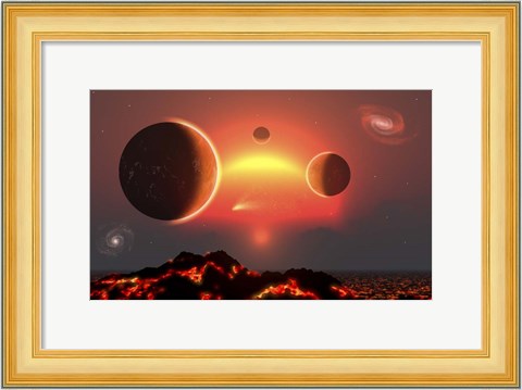 Framed Red Giant Star and Its System of Planets Print