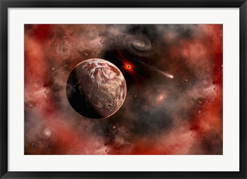 Framed Alien Exoplanet Orbiting Its Distant Sun 1 Print