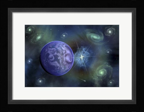 Framed Alien Exoplanet Orbiting Its Distant Sun 3 Print