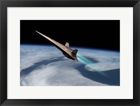 Framed Unmanned Scramjet Flys Toward Outer Space Near the Edge of Earth's Atmosphere Print
