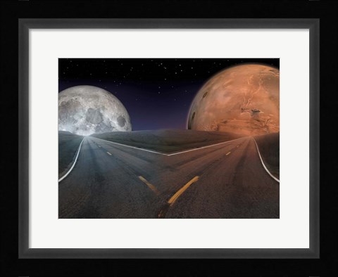 Framed Future of Space Exploration: To the Moon Or Mars? Print