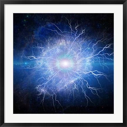 Framed Supernova, Galaxy in Eye Shape, With Lightning Print