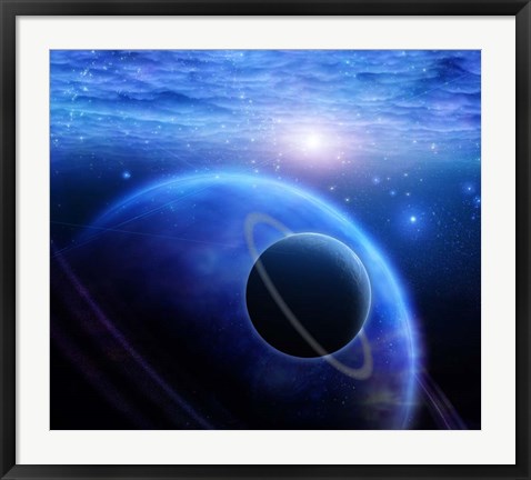 Framed Atmosphere and Planets in Open Space Print