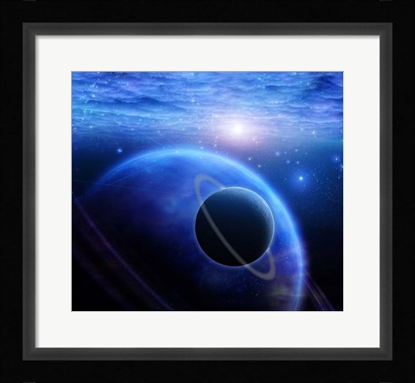 Framed Atmosphere and Planets in Open Space Print