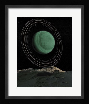 Framed Uranus Is Seen Above the Skies of a Passing Asteroid Print