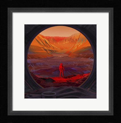 Framed Artist's Concept of An Astronaut On Mars, As Viewed Through the Window of a Spacecraft Print