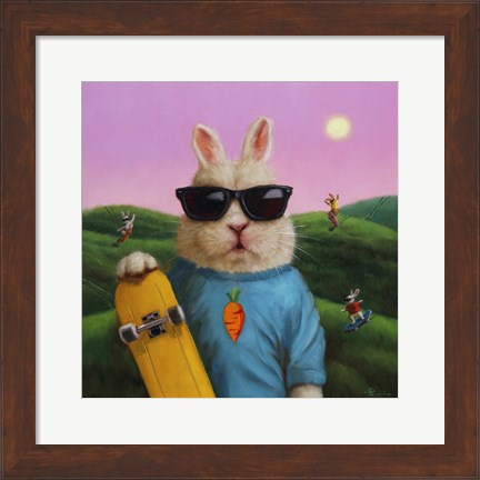 Framed Skater Bunny Print