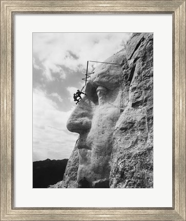 Framed Gutzon Borglum at Mt Rushmore, South Dakota Print