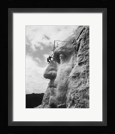 Framed Gutzon Borglum at Mt Rushmore, South Dakota Print