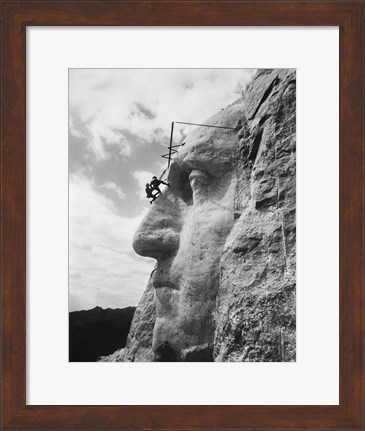 Framed Gutzon Borglum at Mt Rushmore, South Dakota Print