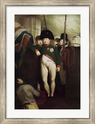 Framed Napoleon Bonaparte on the gangway of the HMS Bellerophon Print