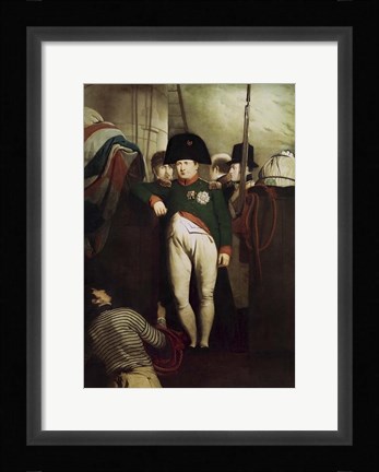 Framed Napoleon Bonaparte on the gangway of the HMS Bellerophon Print